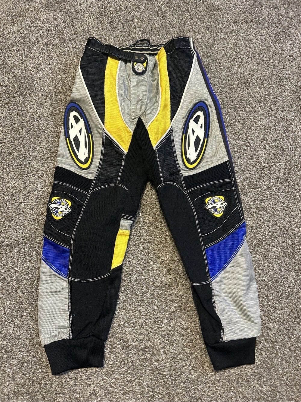 Answer Racing Stylus Motocross Riding Pants sz 22 Vintage Blue Yellow Grey
